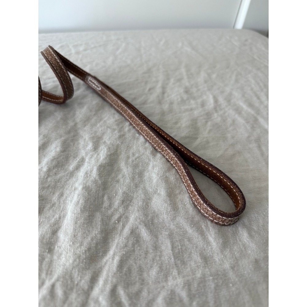 Leather Dog Leash OS Brown Classic Contrast Stitching Pet Accessory - Picture 3 of 5